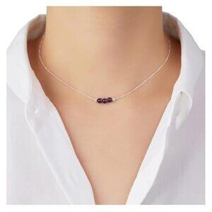 Purple Amethyst Crystal Choker Necklace Jewelry for Women 925 Sterling Silver